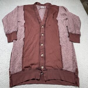 We The Free Sweater Womens XL Red Button Front Longline Cardigan Knit Casual